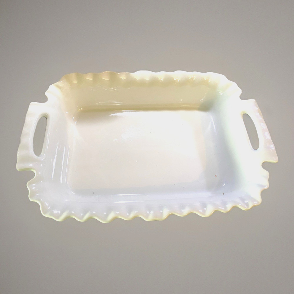 Cordon Bleu Ruffled Rectangular 32oz White Ceramic Casserole Dish 11.5x7.5x2